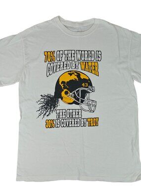 Vintage Troy Polamalu Pittsburgh Steelers Graphic T-Shirt White Cotton